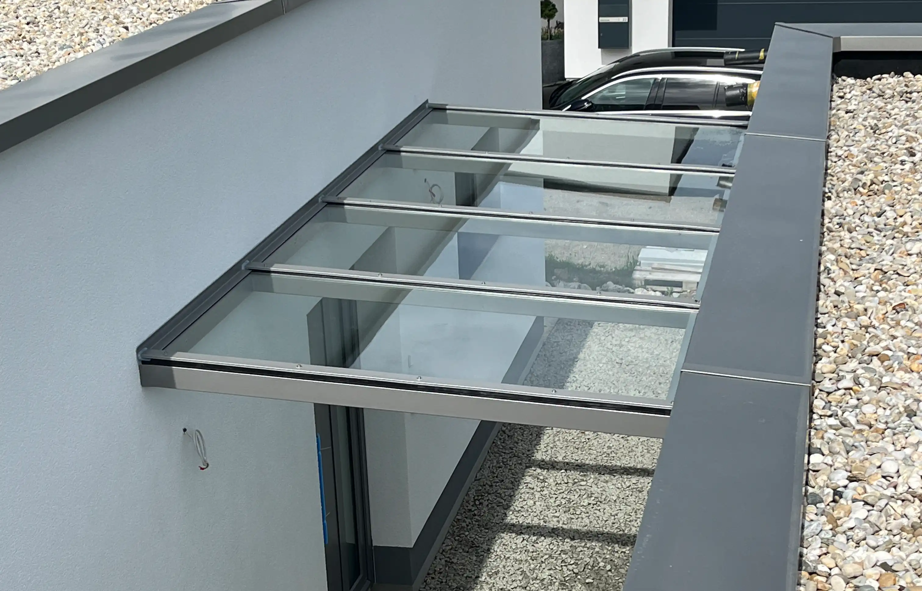 Vordach Haustür mit Glas